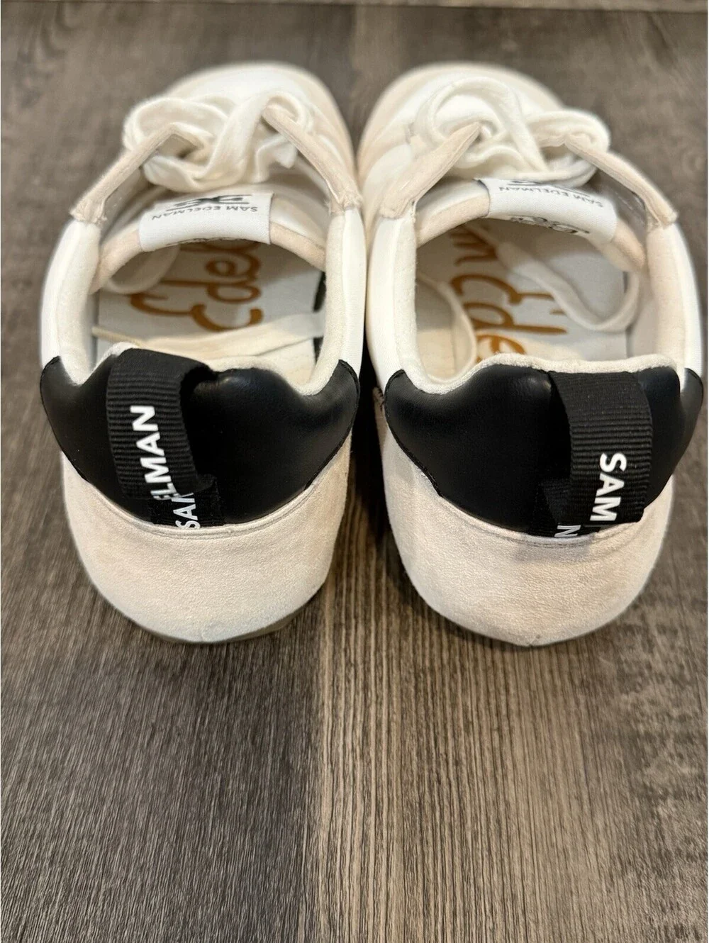 Sam Edelman Zaria Sneakers Women’s 9m White Beige Suede Retro Runner Brand NWOB